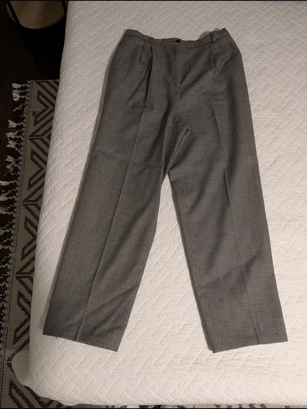 Vintage 100% Wool Gray Houndstooth Dress Pants